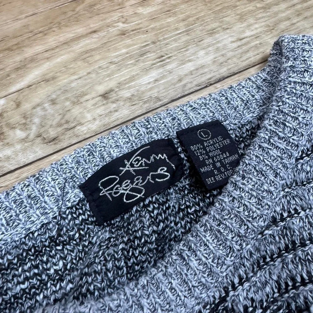 Vintage 90s Kenny Rogers Collection Wool Blend Textured Knit Sweater Gray L